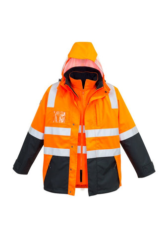 Orange Hi Vis Rain Jacket with reflective tape and hood