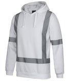 White Hoodie with Reflective Tape. H Pattern on Front