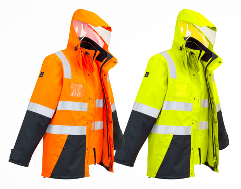 Orange & Navy/Yellow & Navy 4 in 1 Hi Viz Waterproof Jacket