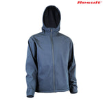 Navy Softshell Jacket Front with Hood Up
