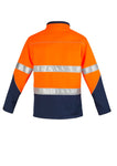 Back of Orange/Navy Hi Vis Softshell Jacket with reflective tape