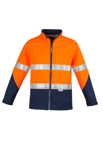 Orange/Navy Hi Vis Softshell Jacket with reflective tape